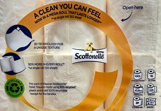 Kleenex Scottonelle Pure Clean Mega Roll Yellow Χαρτί Τουαλέτας 18Τεμ