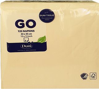 Duni Go Χαρτοπετσέτες Cream 2Φύλλα 33x33cm 125Τεμ