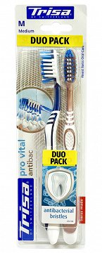 Trisa Pro Vital Antibac Toothbrush Medium Duo Pack