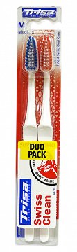 Trisa Swiss Clean Toothbrush Medium Duo Pack