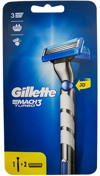 Gillette Mach 3 Turbo 3D Razor + 2 Blades