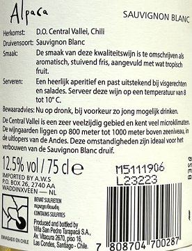 Alpaca Sauvignon Blanc 750ml