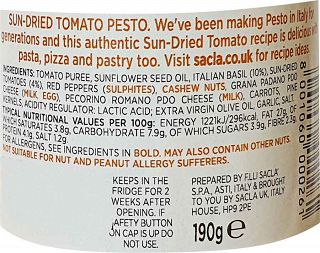 Sacla Sun Dried Tomato Pesto 190g