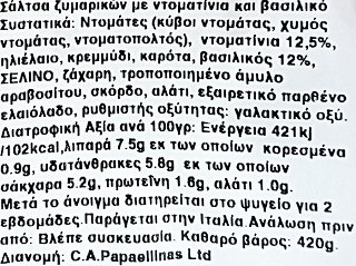 Sacla Σάλτσα Napoletana Με Ντοματίνια Και Βασιλικό 420g