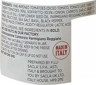 Sacla Whole Cherry Tomato & Parmesan Pasta Sauce 350g
