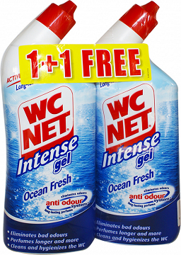 Wc Net Ocean Intense Gel Καθαριστικό Τουαλέτας 750ml 1+1 Δώρο