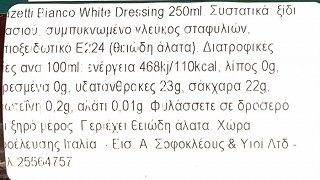 Mazzetti Bianco White Dressing 250ml
