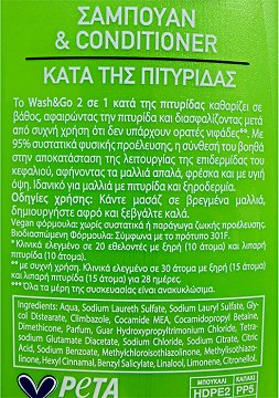 Wash & Go 2 Σε 1 Σαμπουάν & Conditioner Κατά Της Πιτυρίδας 360ml