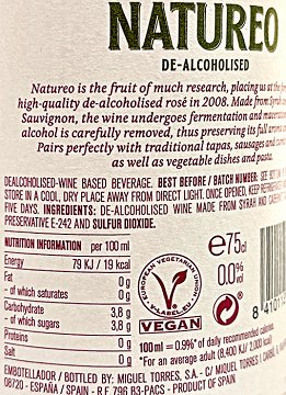 Torres Natureo Syrah Cabernet Sauvignon Ροζέ Κρασί Χωρίς Αλκοόλ 750ml