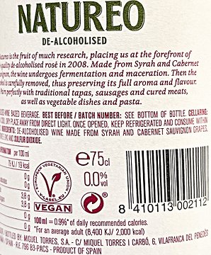Torres Natureo Syrah Cabernet Sauvignon Ροζέ Κρασί Χωρίς Αλκοόλ 750ml