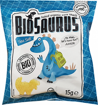 BioSaurus Οργανικά Σνακ Καλαμποκιού Φούρνου Με Γεύση Θαλασσινό Αλάτι 15g
