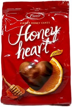 Pionir Honey Heart Honey Cakes With Orange Filling Coated With Chocolate 150g