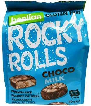 Rocky Rolls Choco Milk Rice Rolls Gluten Free 70g