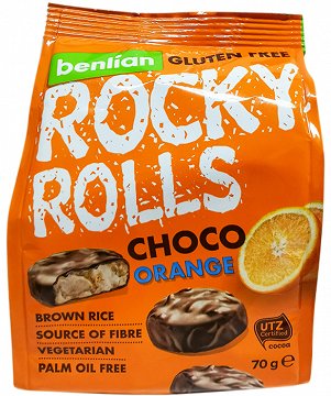 Rocky Rolls Choco Orange Rice Rolls Gluten Free 70g