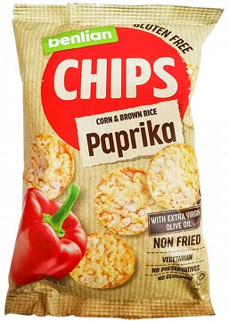 Benlian Chips Corn & Brown Rice Πάπρικα Χωρίς Γλουτένη 60g