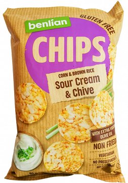 Benlian Chips Corn & Brown Rice Sour Cream & Chive Χωρίς Γλουτένη 60g