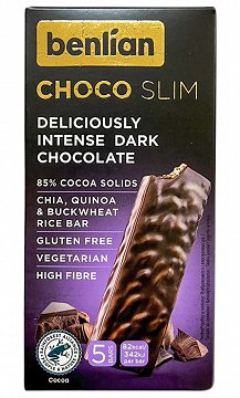 Benlian Choco Slim Intense Dark Chocolate Chia Quinoa Buckwheat Rice Bar 5Τεμ