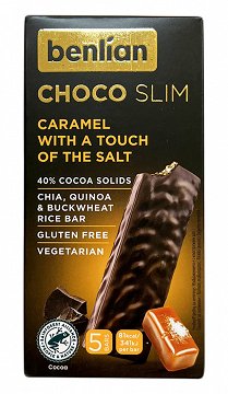 Benlian Choco Slim Salted Caramel Chia Quinoa Buckwheat Rice Bar 5Τεμ