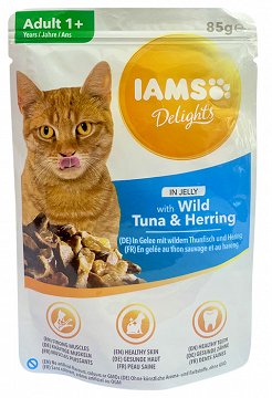 Iams Adult Delights Wild Tuna & Herring In Jelly 85g