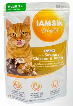 Iams Adult Delights Savoury Chicken & Turkey In Gravy 85g