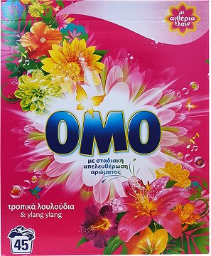 Omo Σκόνη Τροπικά Λουλούδια & Ylang Ylang 45 Πλύσεις 2.520kg