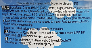 Ben & Jerrys Chocolate Fudge Brownie Ice Cream 465ml