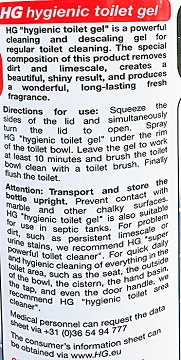 Hg Hygienic Toilet Gel 500ml