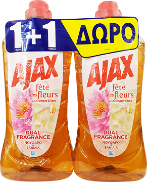 Ajax Νούφαρο & Βανίλια Υγρό Γενικού Καθαρισμού 1L 1+1 Δώρο