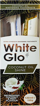 White Glo Coconut Oil Shine 120ml + 1 Toothbrush Free