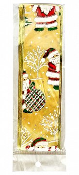 Christmas Cake Ribbon Gold Santa 1Pc