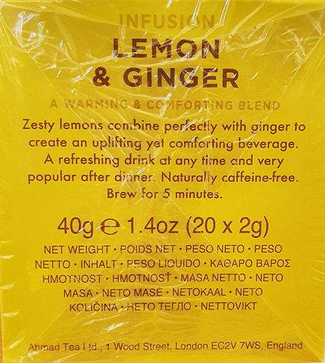 Ahmad Tea Lemon And Ginger Decaffeinated 20Pcs