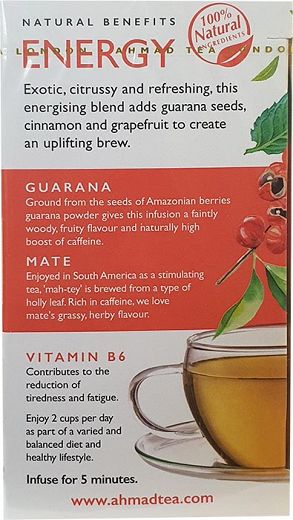 Ahmad Tea Energy Grapefruit Mate Guarana Seed 20Pcs