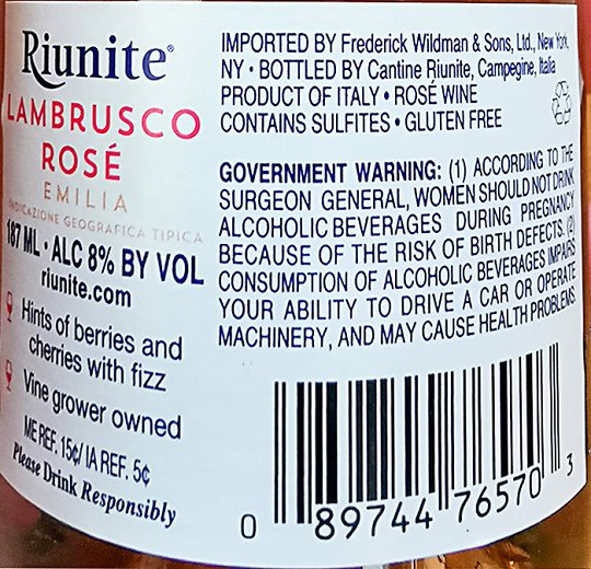 Riunite Lambrusco Rose 187ml