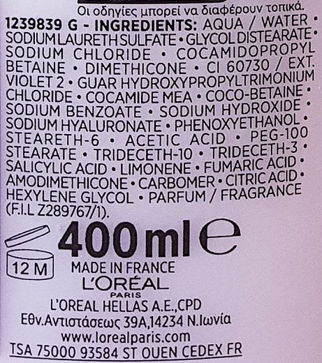 Loreal Elvive Shampoo Hydra Hyaluronic  For Dehydrated Hair 400ml