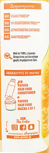 Fructis Repairing Papaya Hair Food Σαμπουάν Για Φθαρμένα Μαλλιά 350ml