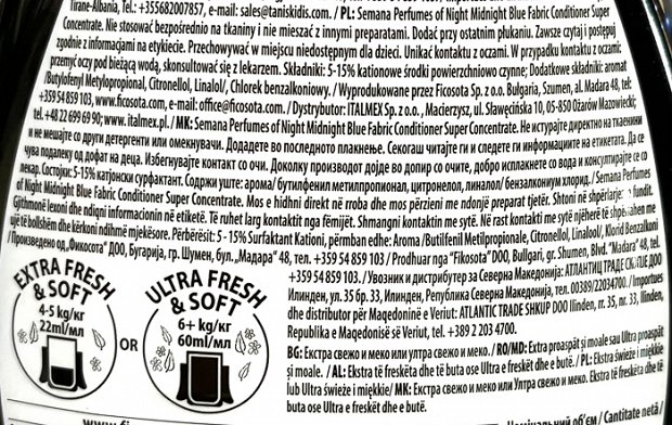 Semana Midnight Blue Perfumes Of Night Concentrated Fabric Softener 1,65L
