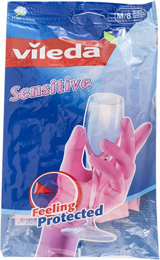 Vileda Sensitive Rubber Gloves For Household Tasks Medium 1Pc