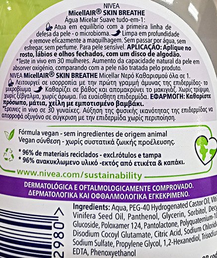 Nivea Micellair Skin Breath O2 Νερό Καθαρισμού Ντεμακιγιάζ Για Πρόσωπο & Μάτια 400ml