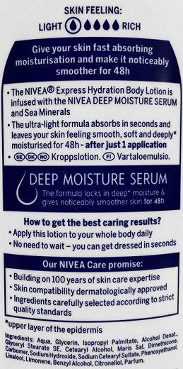 Nivea Express Hydration Body Lotion Normal To Dry Skin 400ml