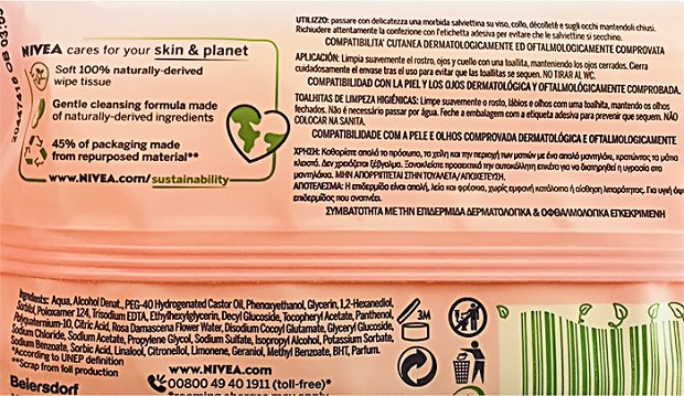 Nivea Rose Care Biodegradable Cleansing Wipes All Skin Types 25Pcs