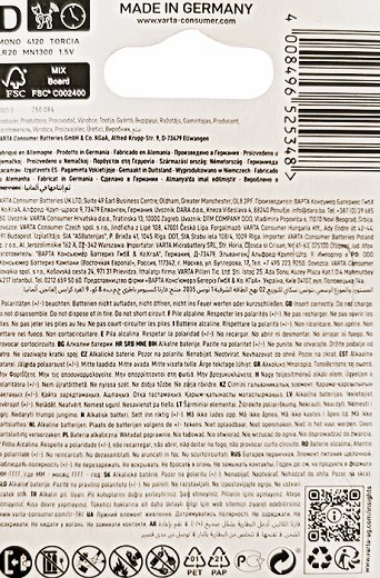Varta Alkaline Batteries D 2Pcs