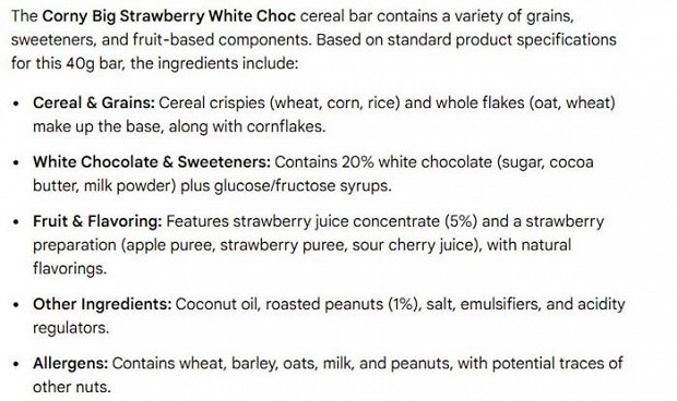 Corny Big Strawberry White Chocolate Cereal Bar 40g