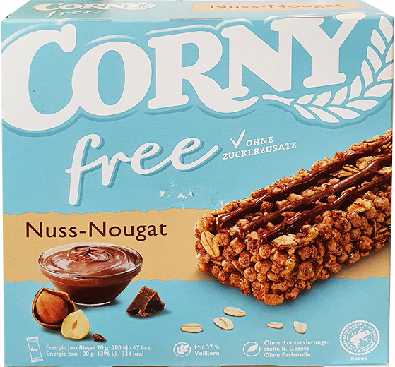 Corny Free Nuss Nougat Cereal Bars 6Pcs