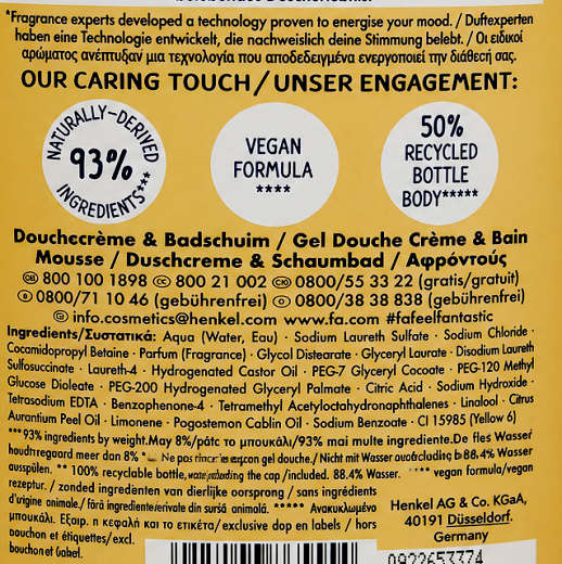 Fa Energising Oriental Neroli Shower & Bath 750ml