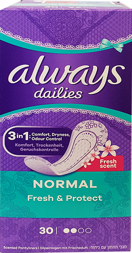 Always Dailies Fresh & Protect Normal Fresh Scent 30Pcs