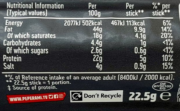 Peperami Protein Kick Firestick Smoked Pork Salami 22,5g