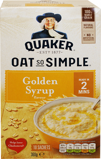 Quaker 2 Mins Βρώμη Golden Syrup 360g