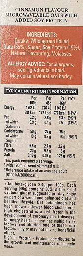 Quaker Protein Porridge Oat Cinnamon 368g