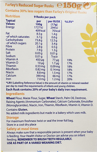 Heinz Farleys Rusks Reduced Sugar 150g