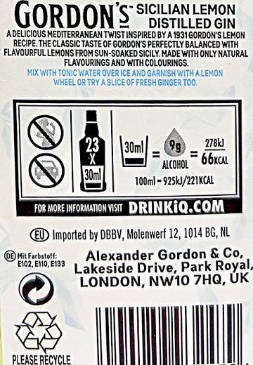 Gordons Sicilian Lemon Distilled Gin 700ml